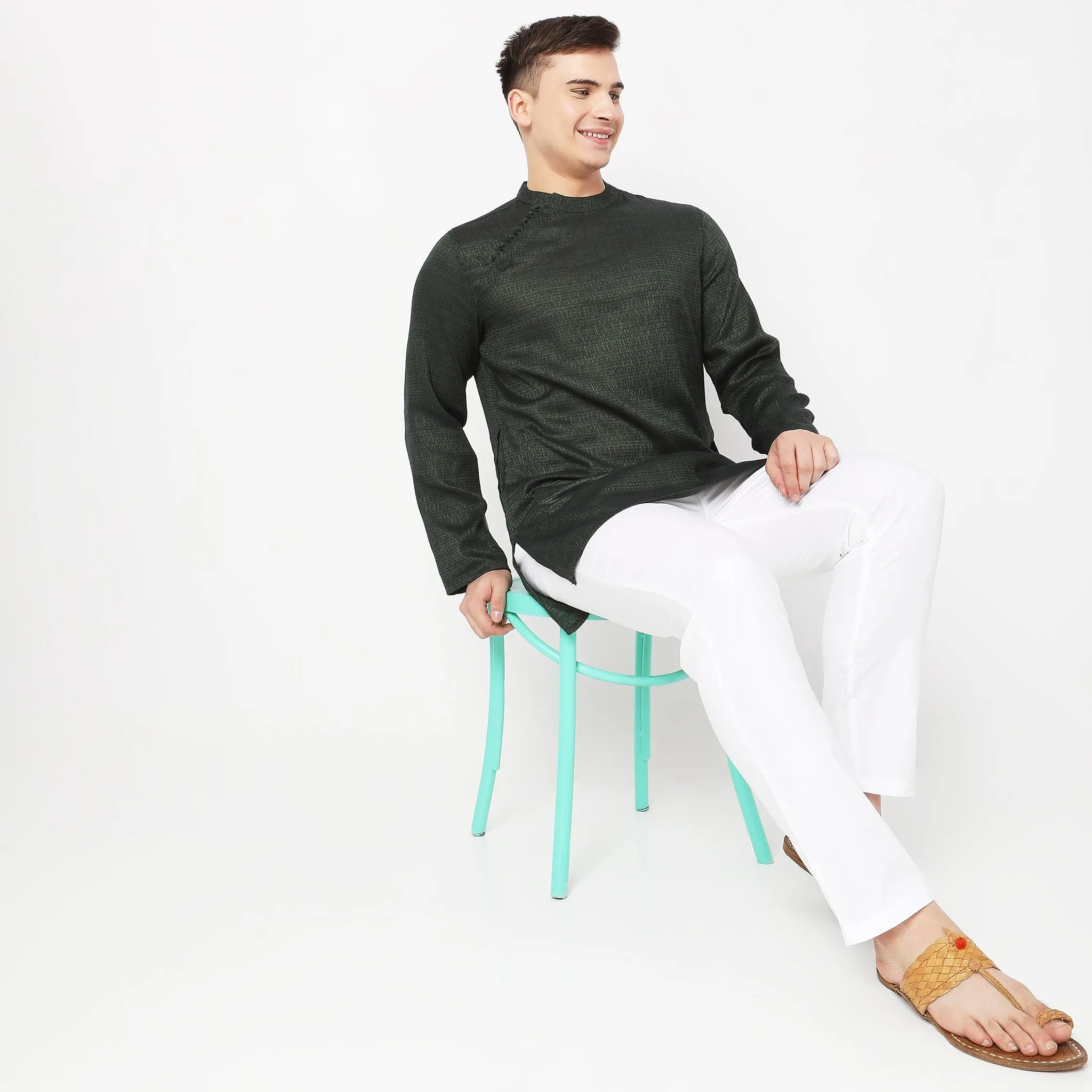 Perfect Ethnic Pants to Pair with Kurtas and Kurta-Shirts - Slim Fit Mid Rise Trousers