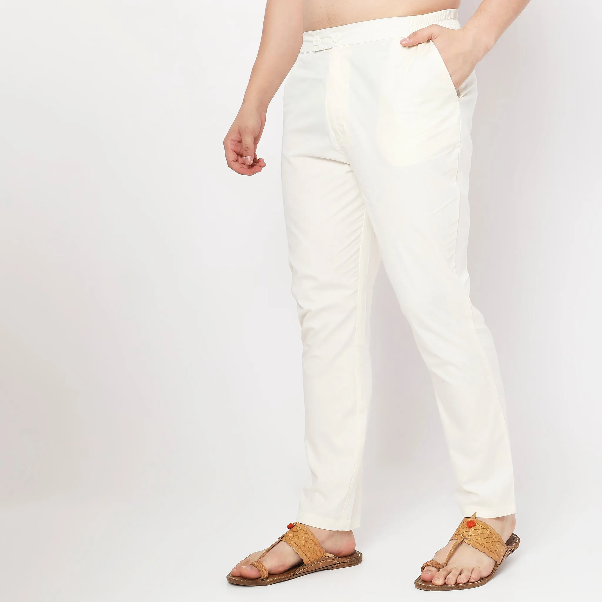 Perfect Ethnic Pants to Pair with Kurtas and Kurta-Shirts - Slim Fit Mid Rise Trousers