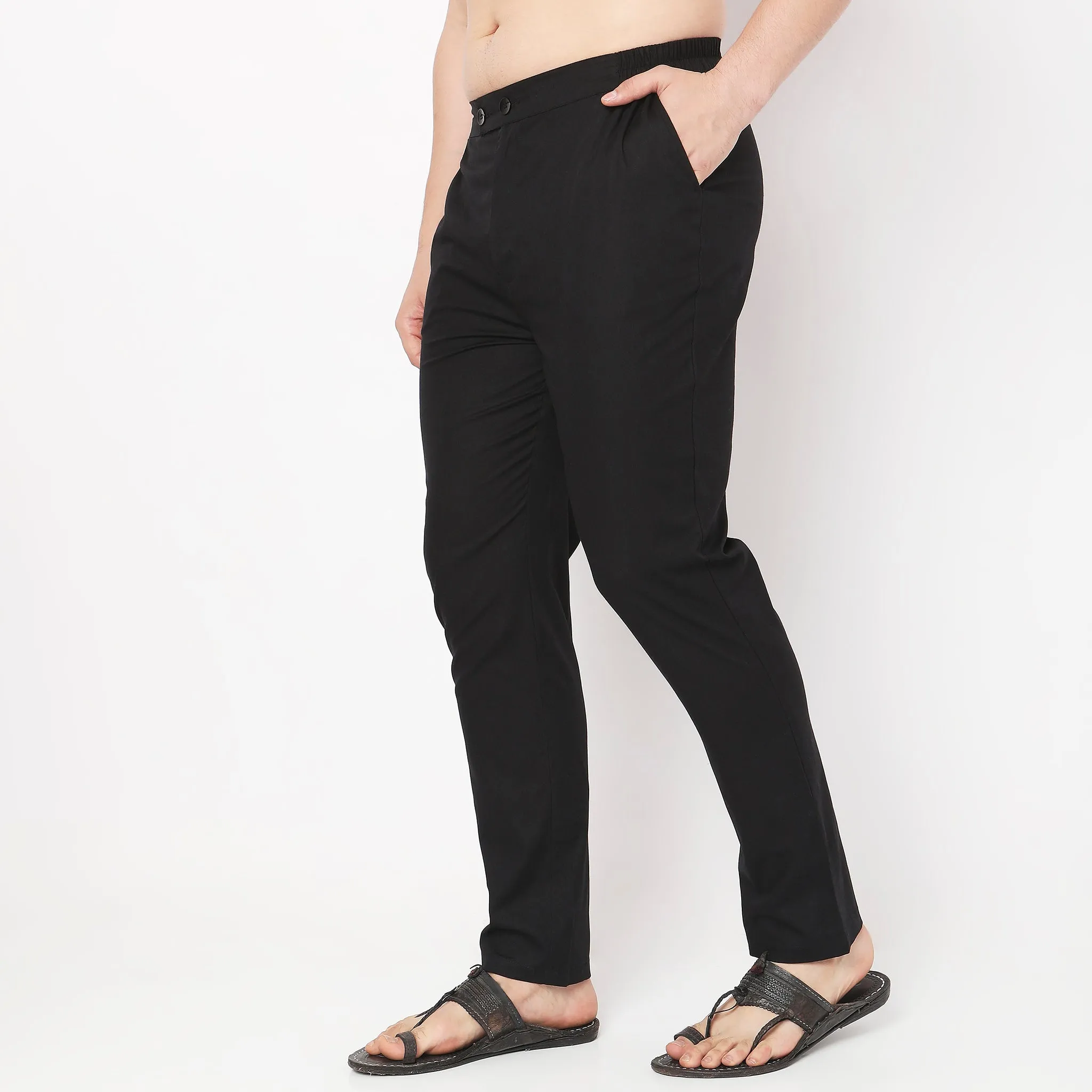 Perfect Ethnic Pants to Pair with Kurtas and Kurta-Shirts - Slim Fit Mid Rise Trousers