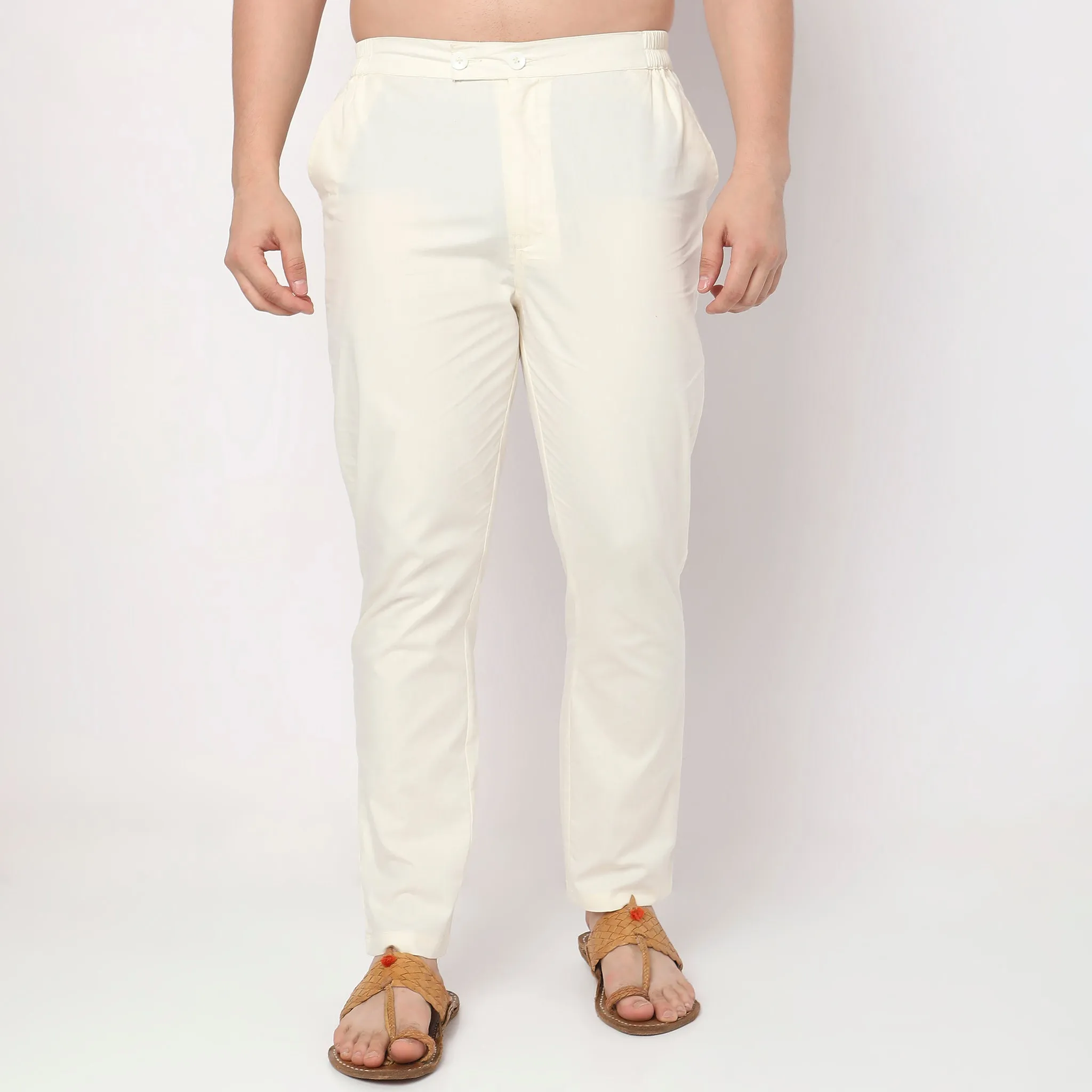 Perfect Ethnic Pants to Pair with Kurtas and Kurta-Shirts - Slim Fit Mid Rise Trousers