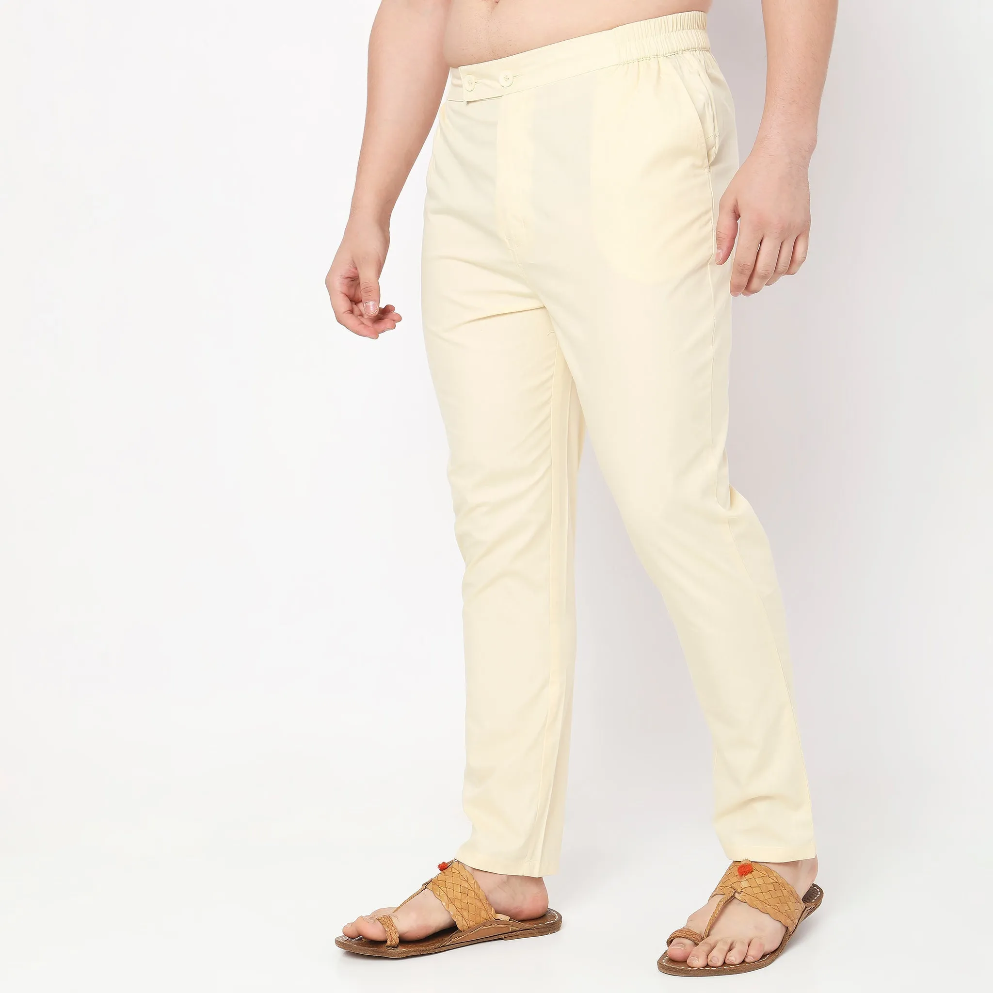 Perfect Ethnic Pants to Pair with Kurtas and Kurta-Shirts - Slim Fit Mid Rise Trousers