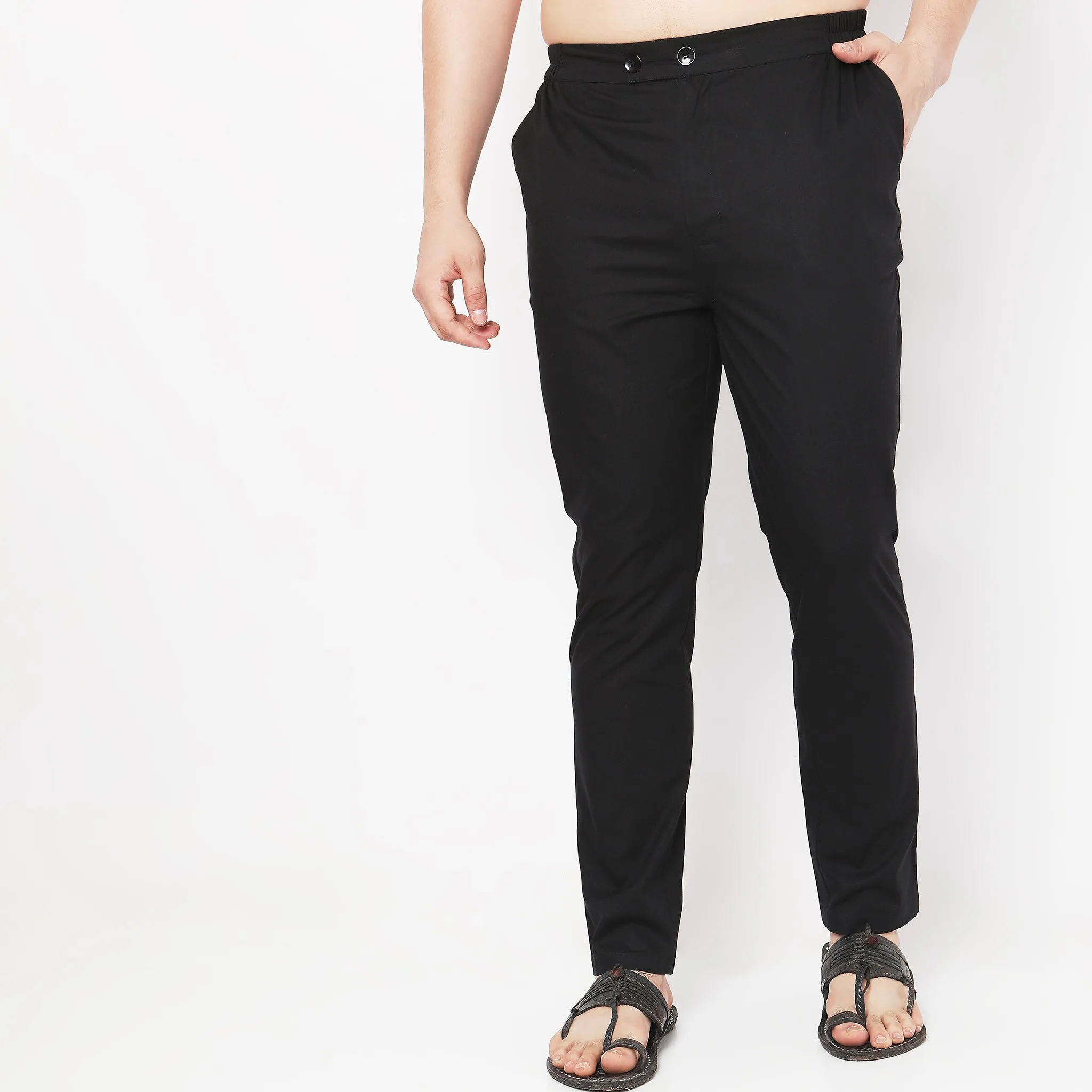 Perfect Ethnic Pants to Pair with Kurtas and Kurta-Shirts - Slim Fit Mid Rise Trousers