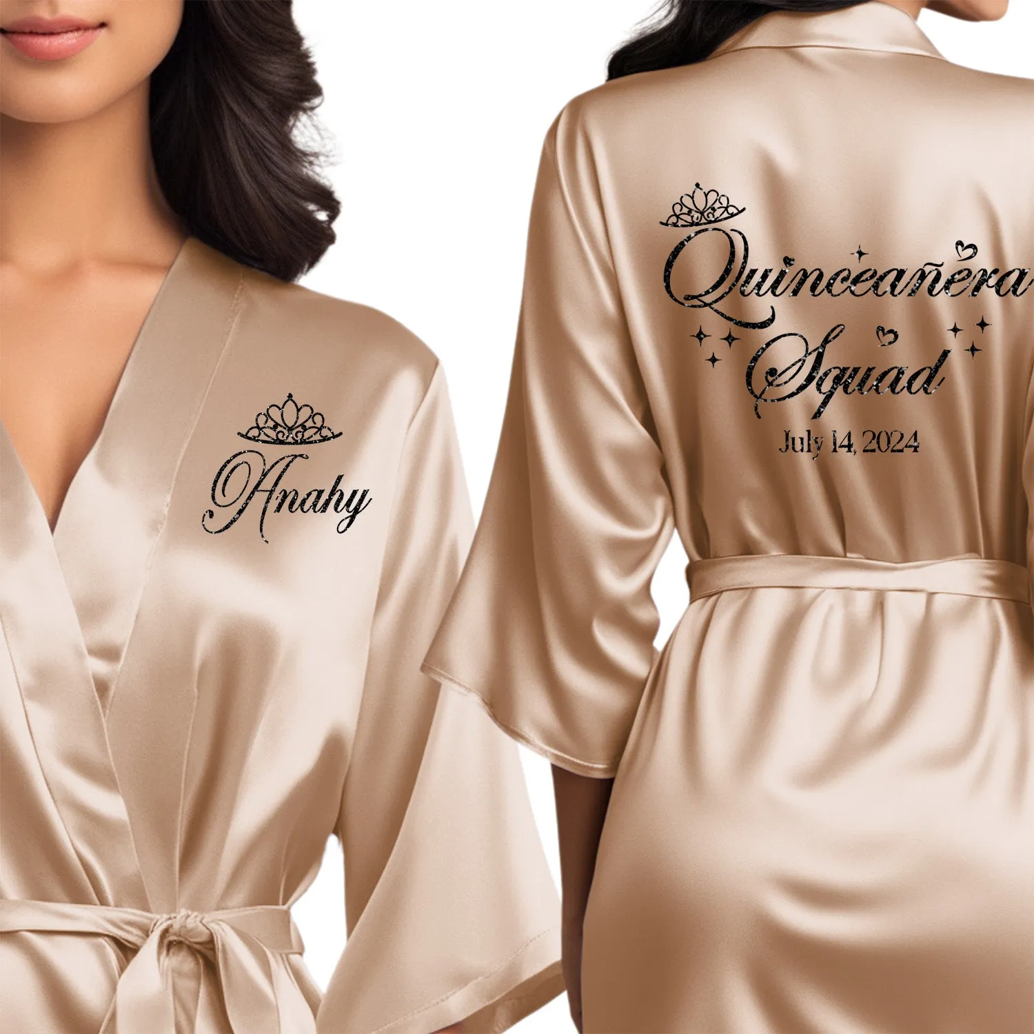 Personalized Champagne Gold Mis Quince Años Robes