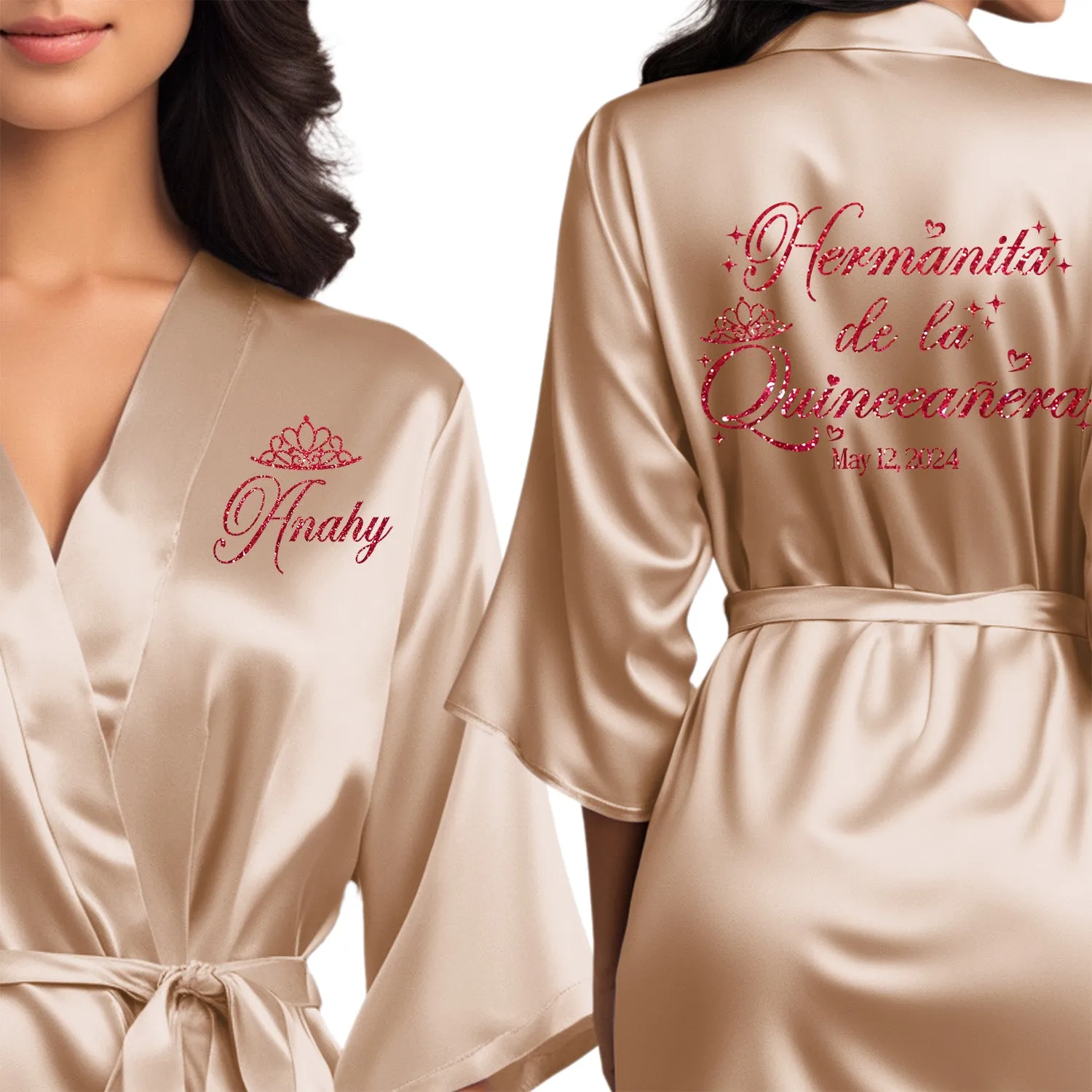 Personalized Champagne Gold Mis Quince Años Robes