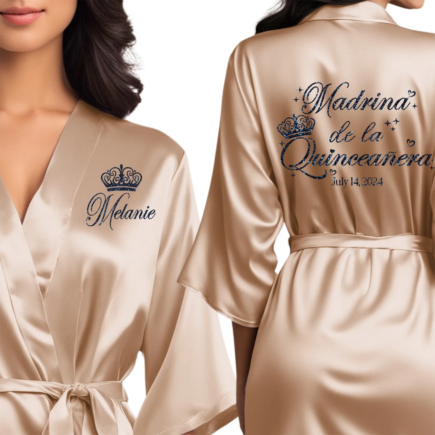 Personalized Champagne Gold Mis Quince Años Robes