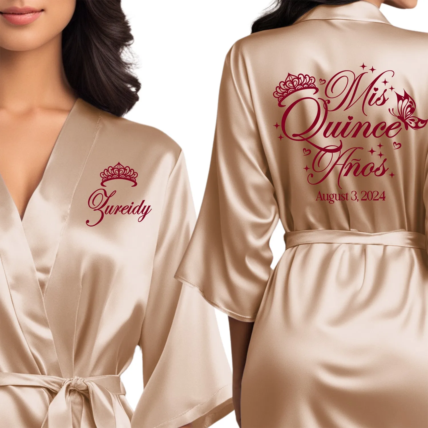 Personalized Champagne Gold Mis Quince Años Robes