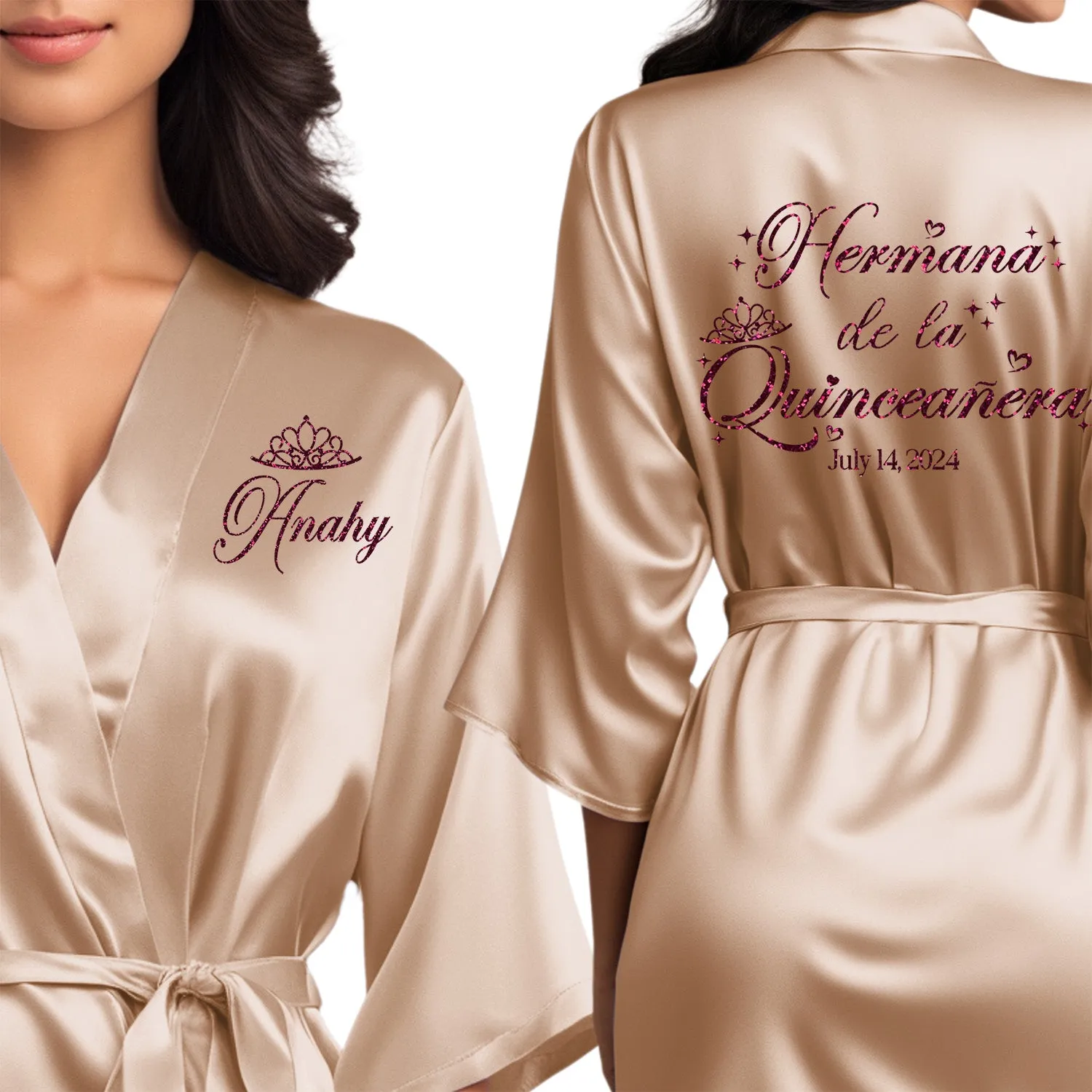 Personalized Champagne Gold Mis Quince Años Robes