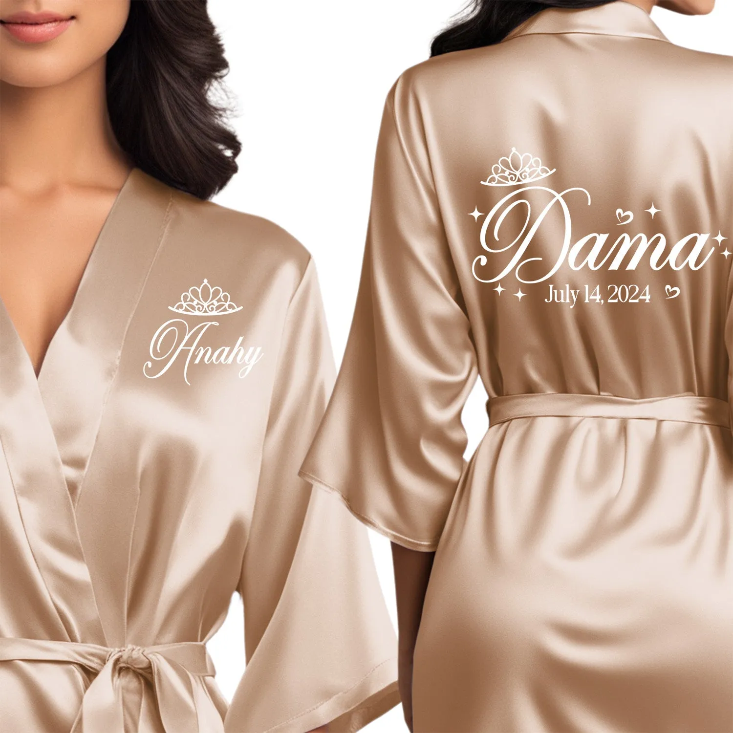 Personalized Champagne Gold Mis Quince Años Robes