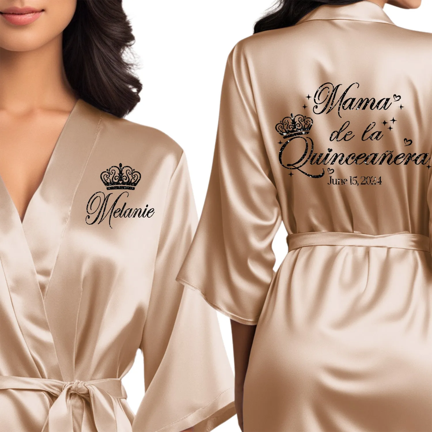 Personalized Champagne Gold Mis Quince Años Robes
