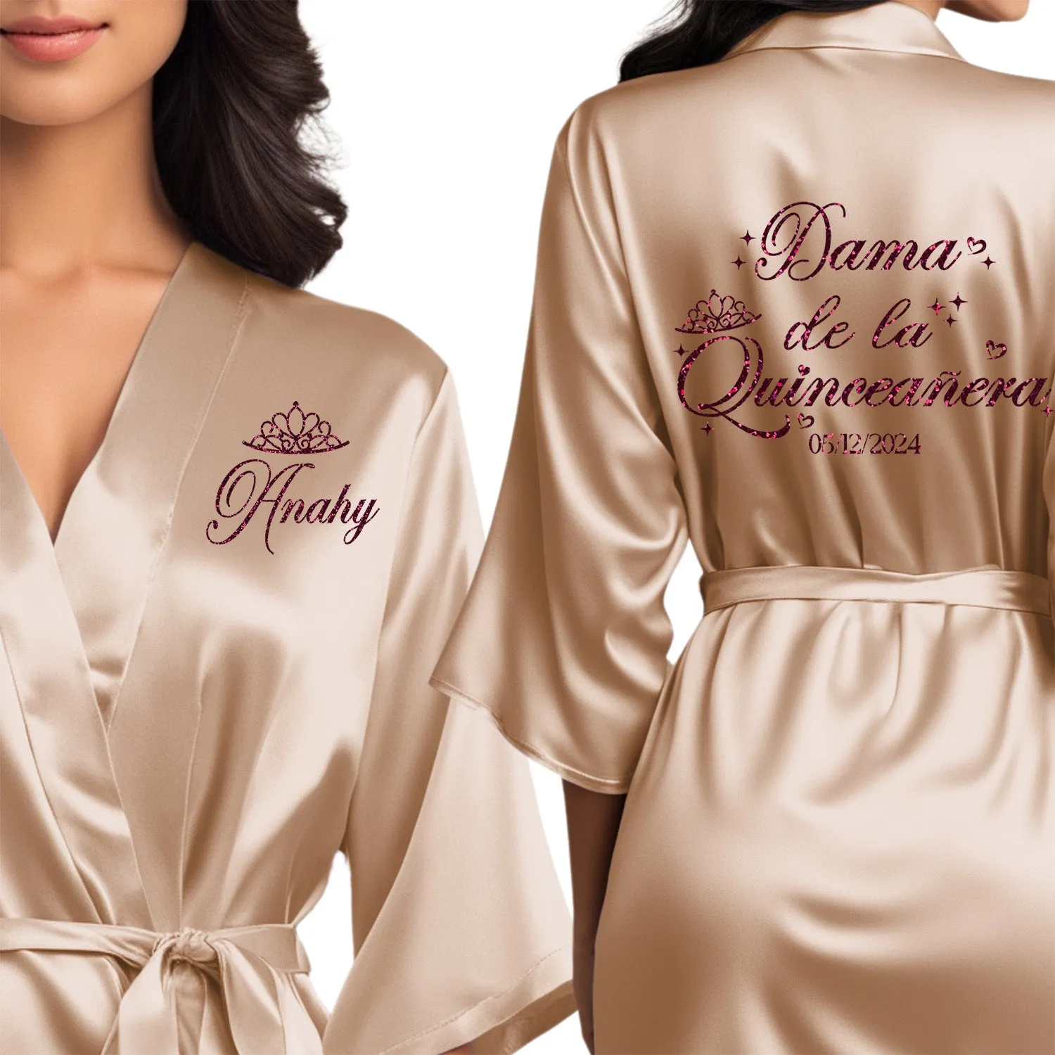 Personalized Champagne Gold Mis Quince Años Robes