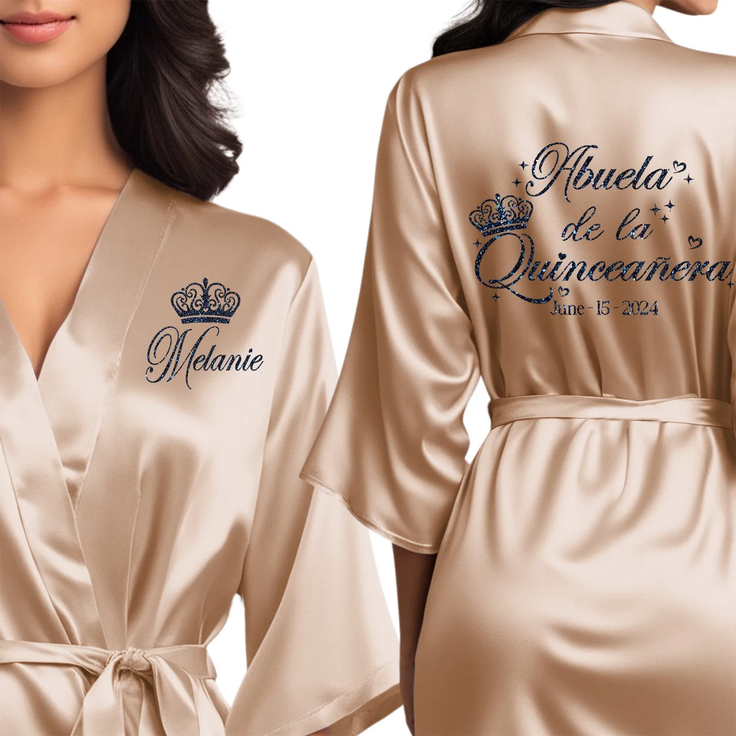Personalized Champagne Gold Mis Quince Años Robes