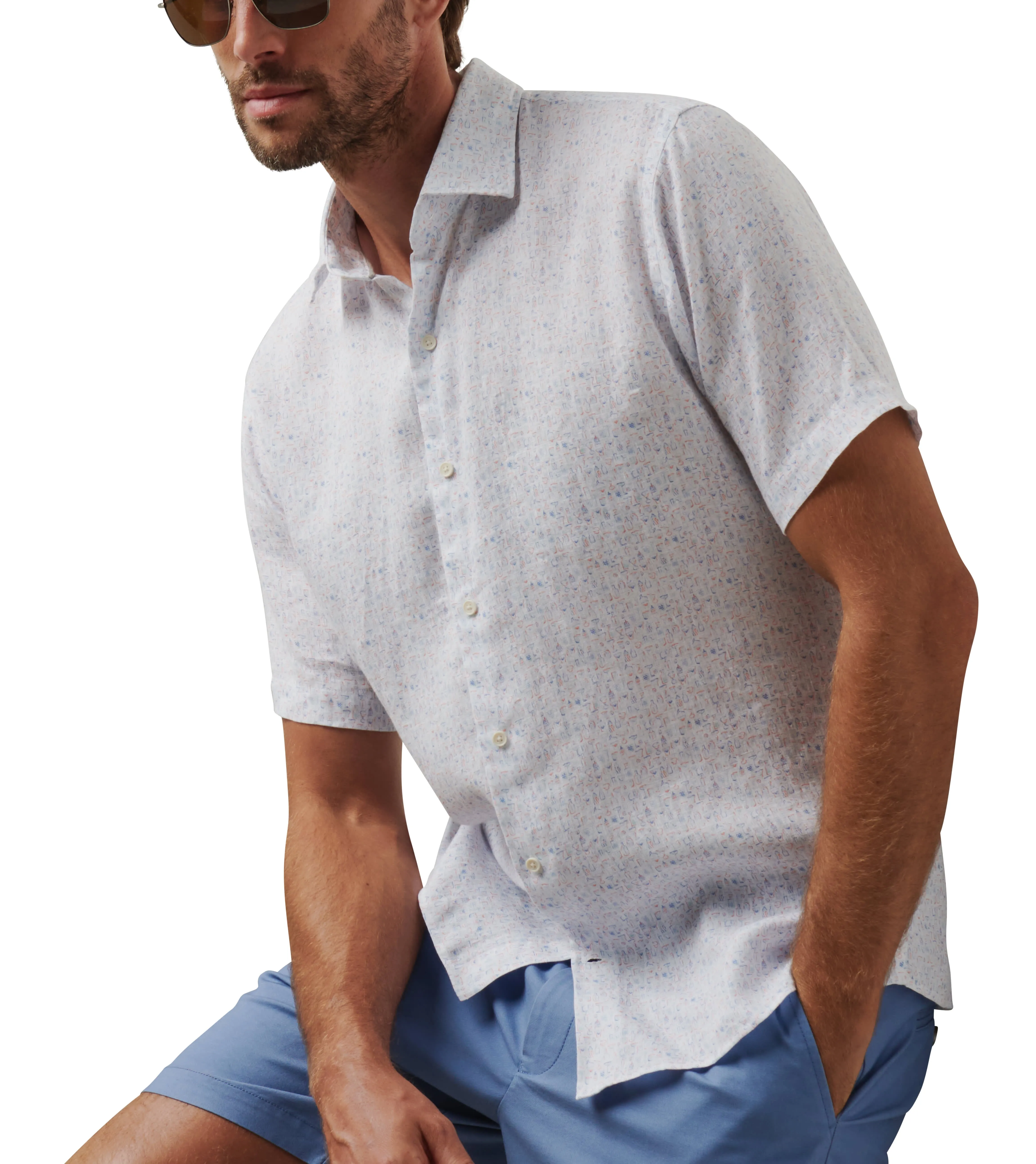 Peter Millar Men's Soiree Linen Sport Shirt - Multi