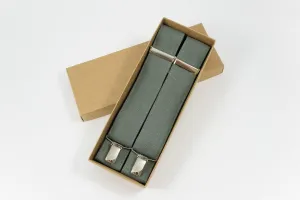 PINE color Y-back wedding suspenders for groomsmen and groom - Pine linen braces for men and boys