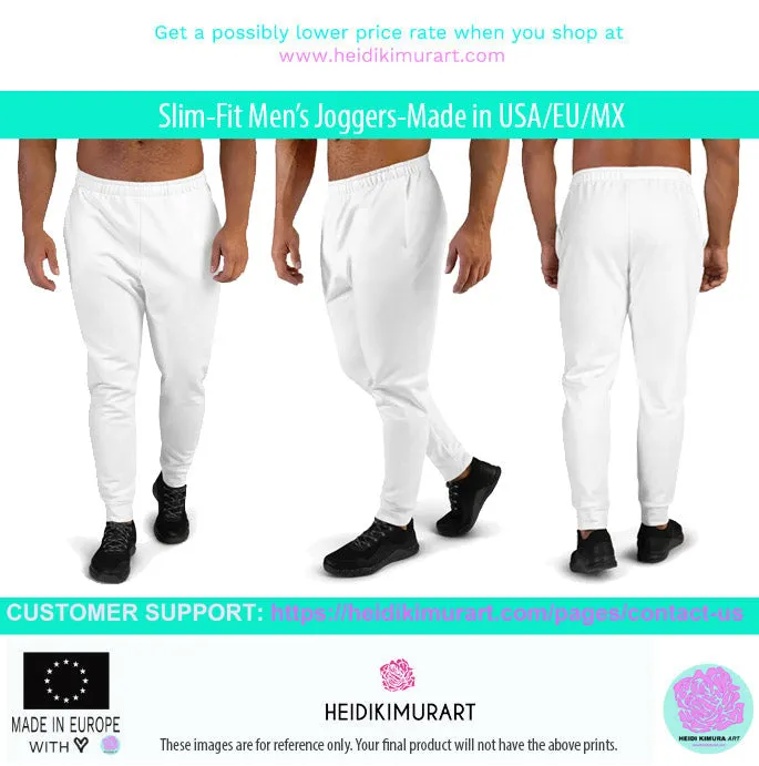 Pink Blue Triangular Men's Joggers, Abstract Print Designer Slim-Fit Ultra Soft Comfy Men's Pants - Made in USA/EU/MX