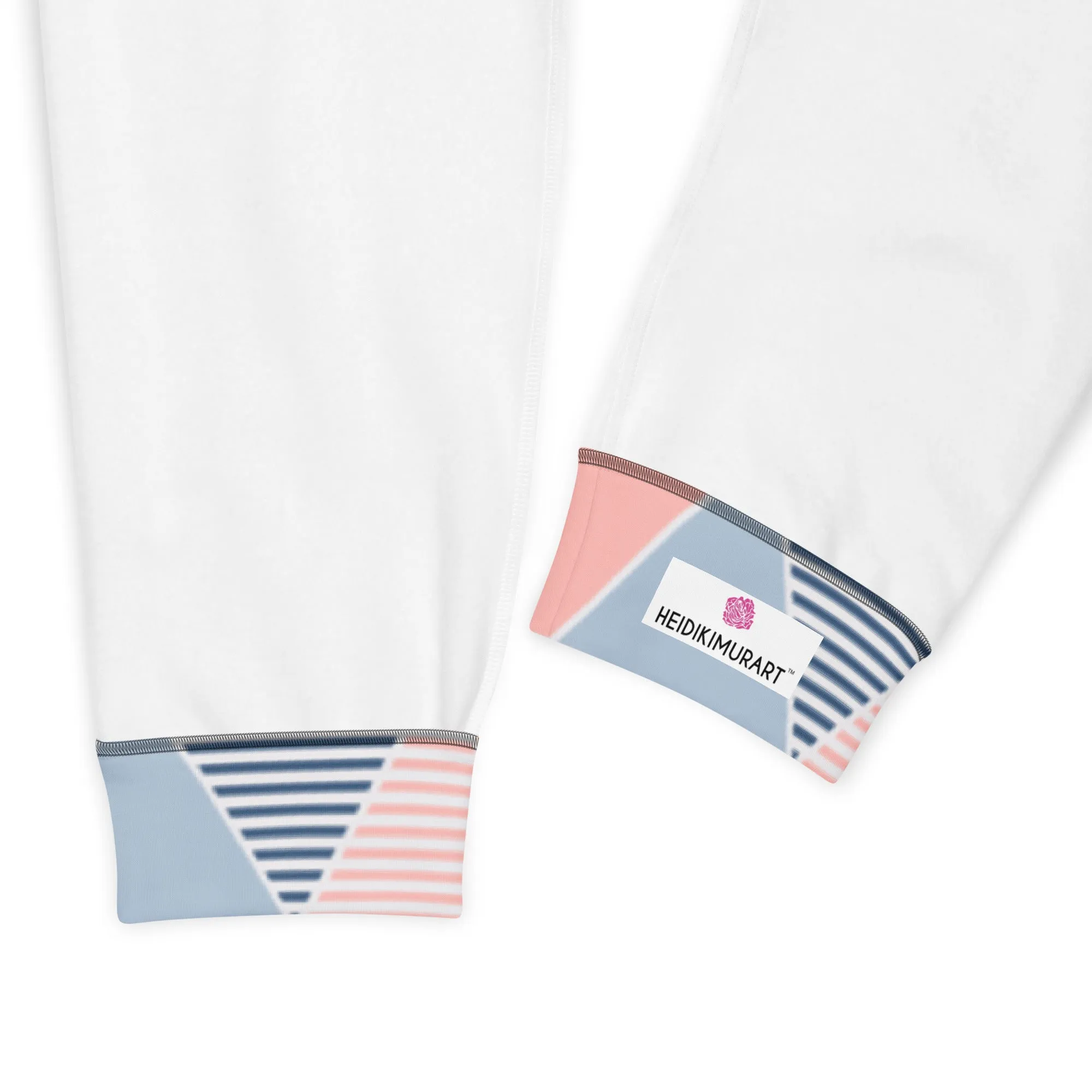 Pink Blue Triangular Men's Joggers, Abstract Print Designer Slim-Fit Ultra Soft Comfy Men's Pants - Made in USA/EU/MX