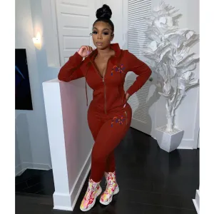 PINK letters two-piece suit