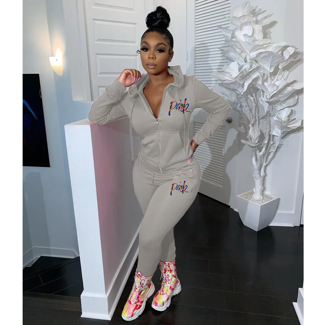 PINK letters two-piece suit