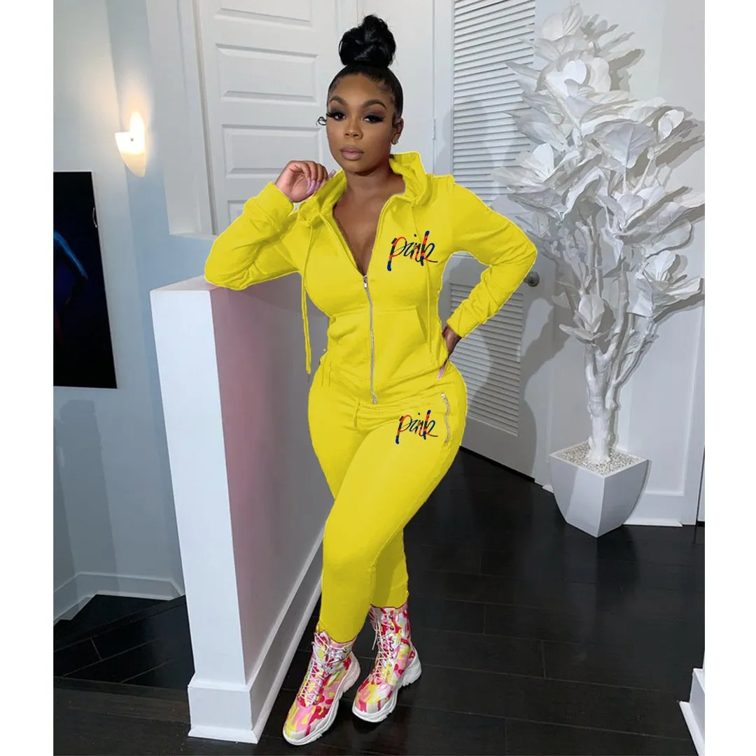 PINK letters two-piece suit
