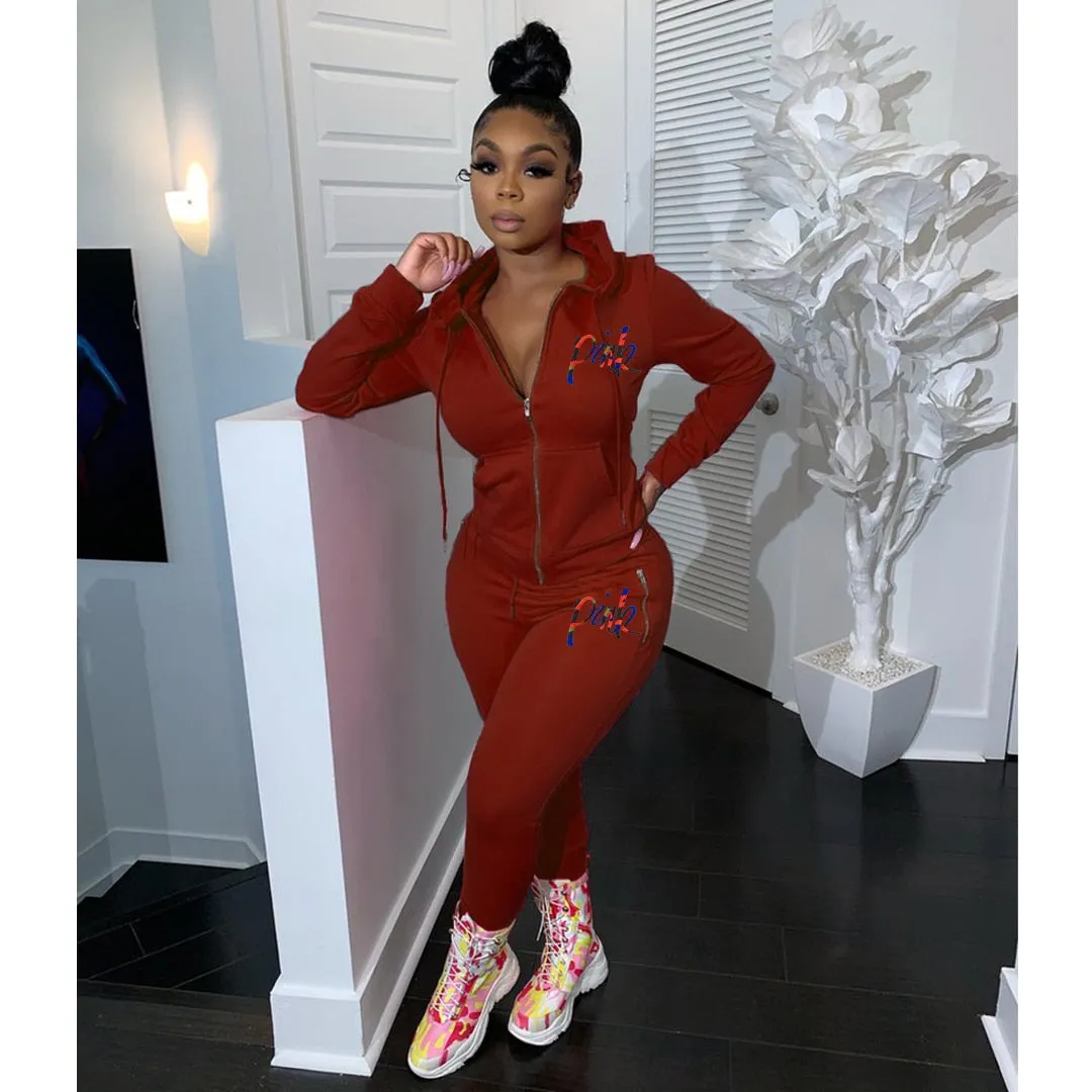 PINK letters two-piece suit