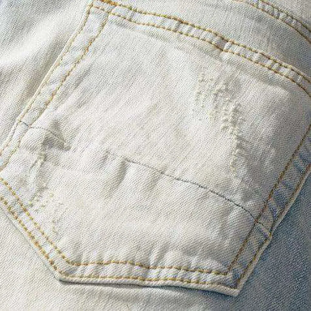 Pink patchwork distressed men's jeans