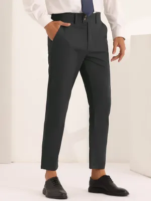 Pleated Front Dress Pants for Men's Solid Color High Waist Business Trousers