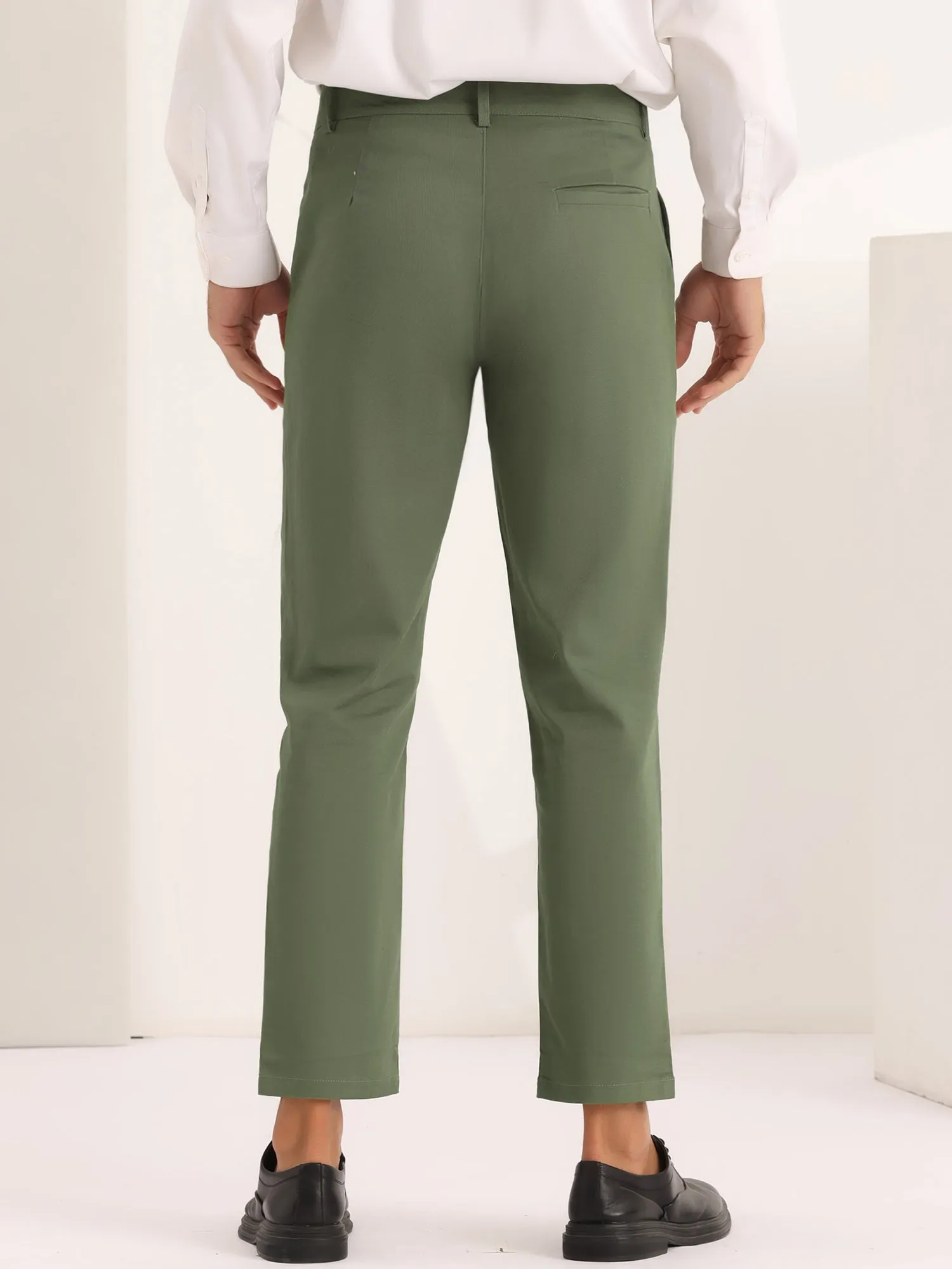 Pleated Front Dress Pants for Men's Solid Color High Waist Business Trousers