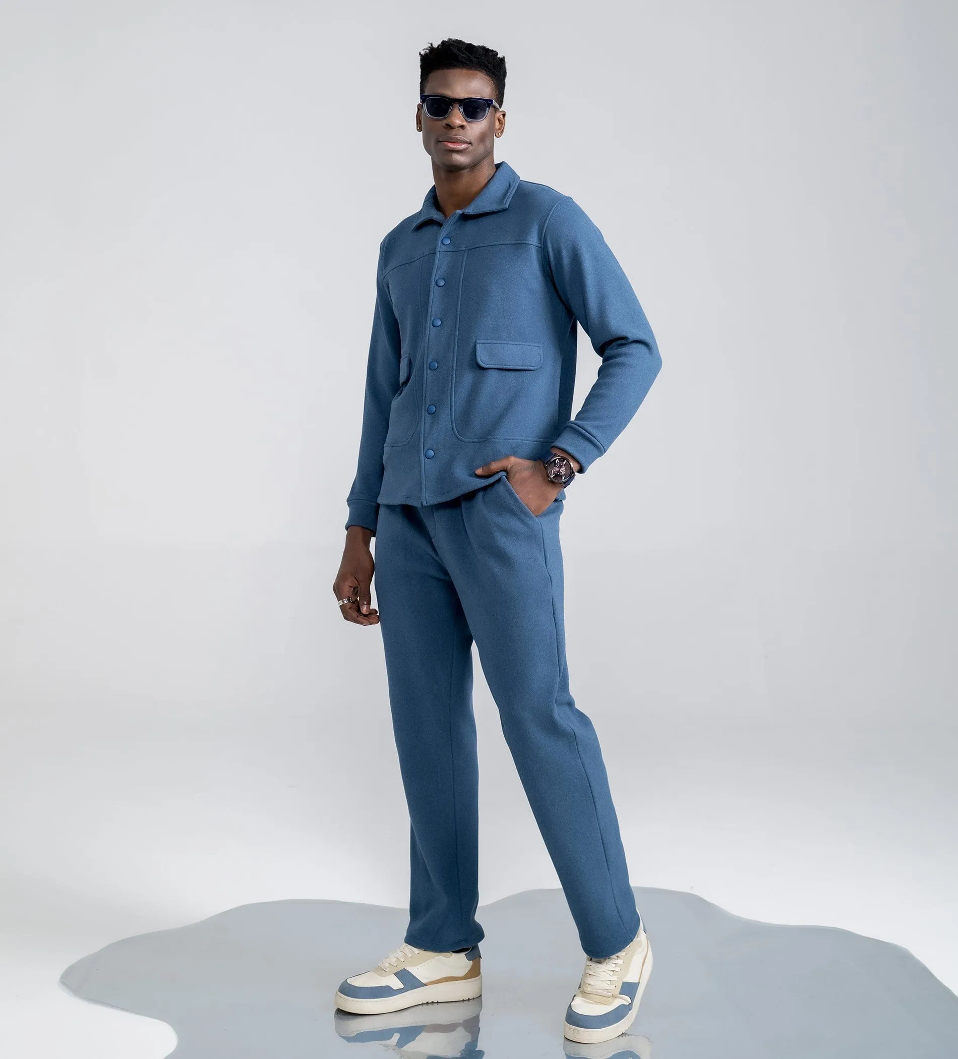 Plush Blue bonded trackpants