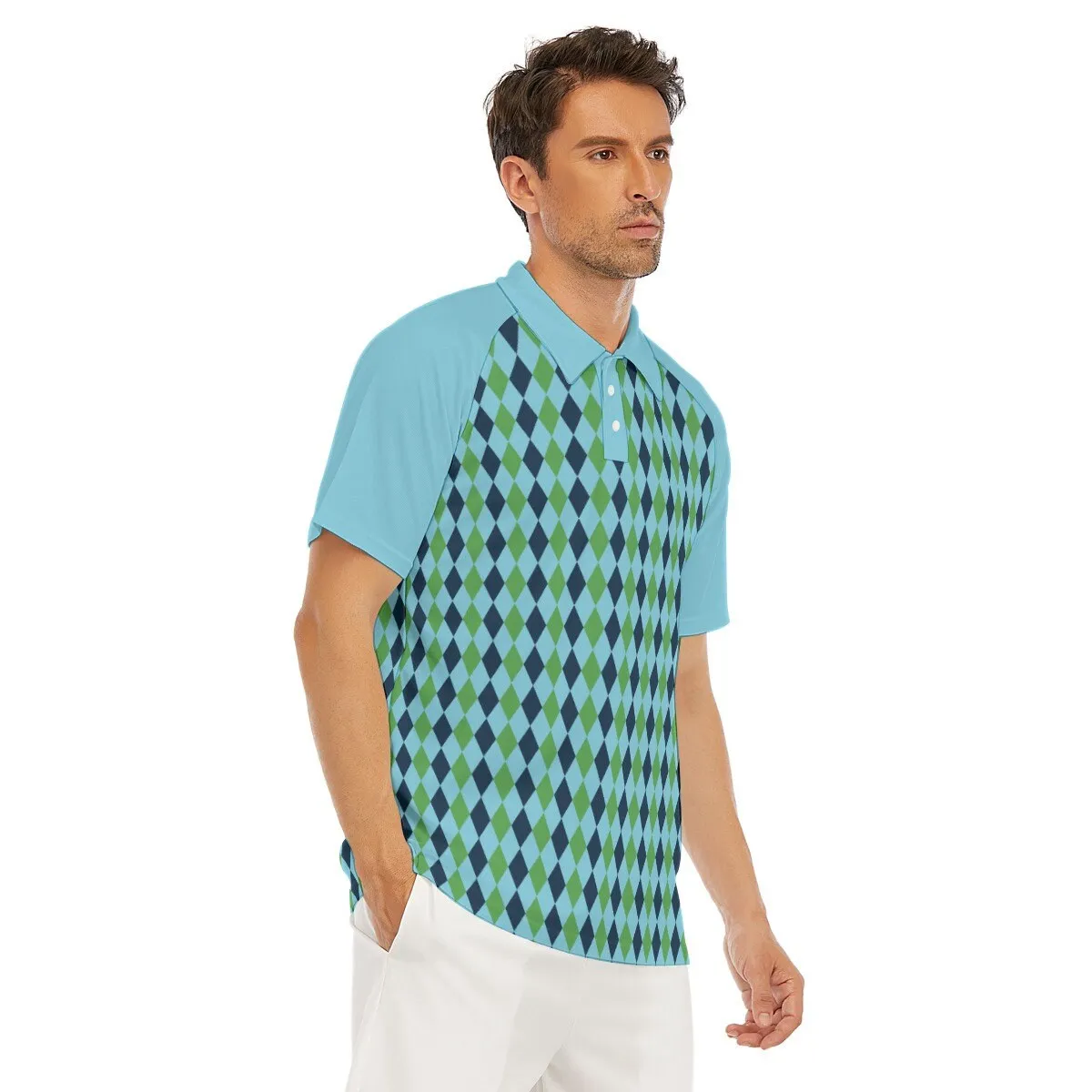 Polo Shirt, Blue Polo Shirt, Men's Vintage Shirt, Vintage polo shirt, 60s style Top, 60s style shirt, Men's knit top, Retro shirt men