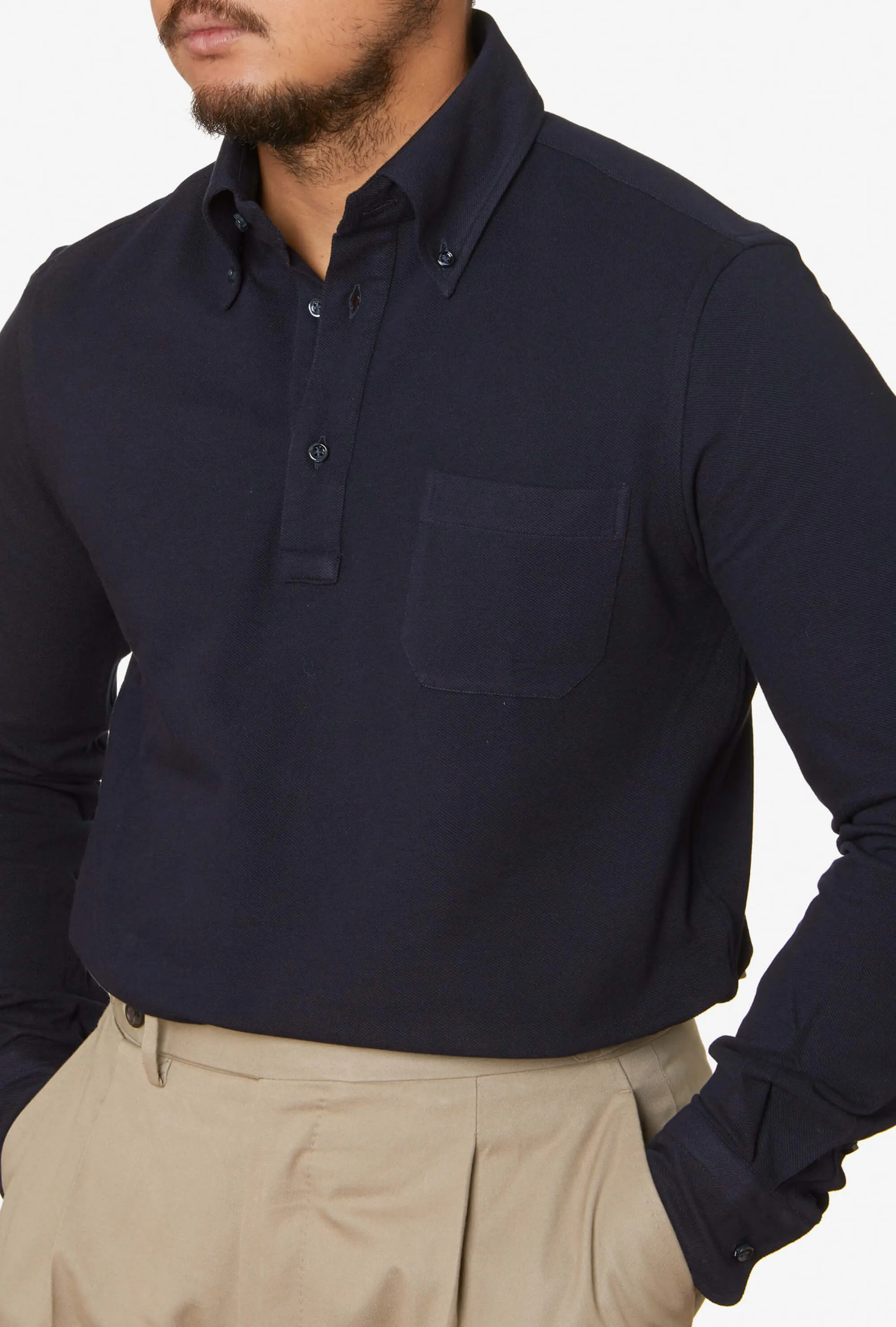 Polo Shirt Long Sleeve Navy