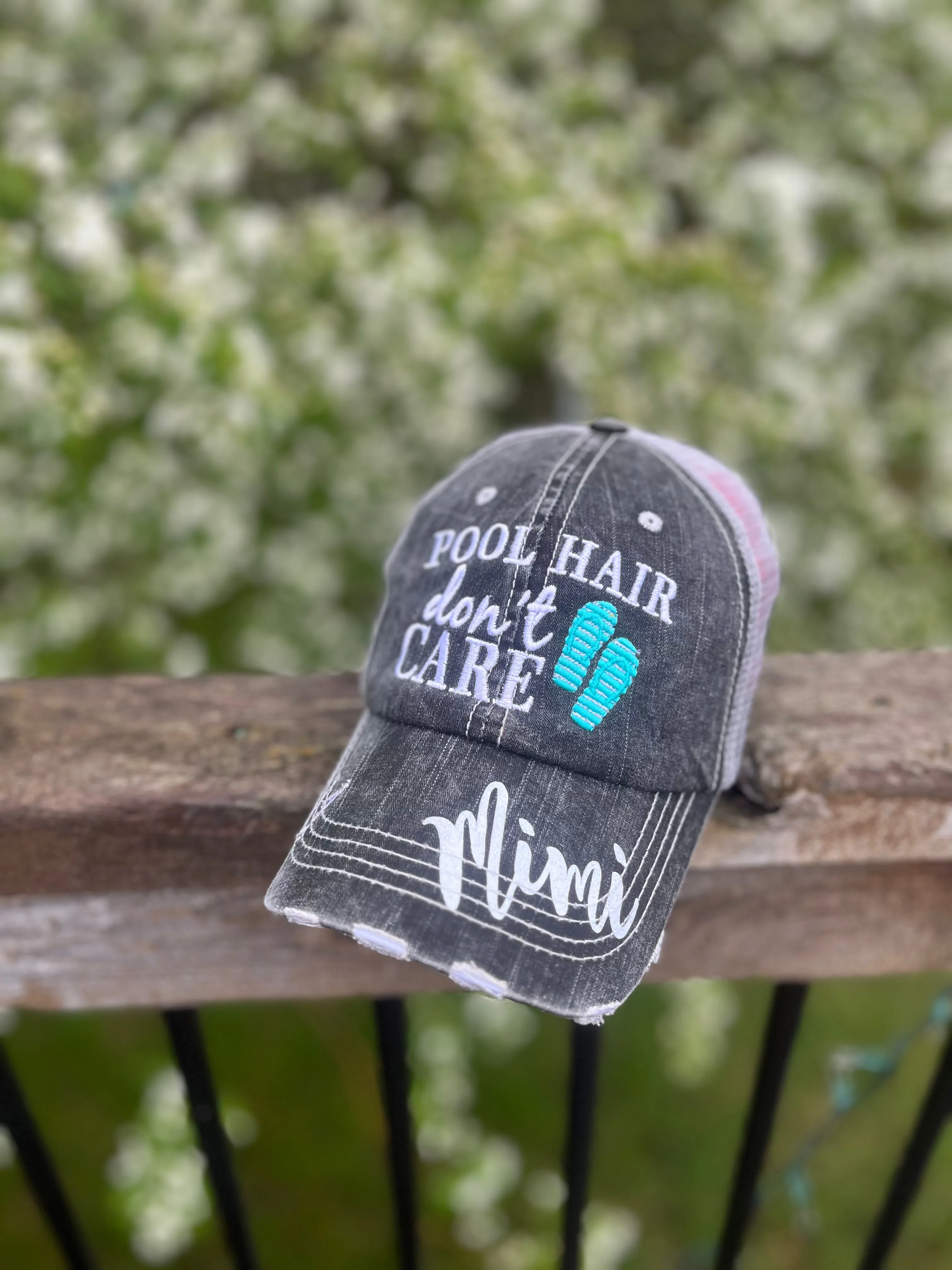 Pool please trucker hats Unisex Gray Teal or Tie dye Embroidered