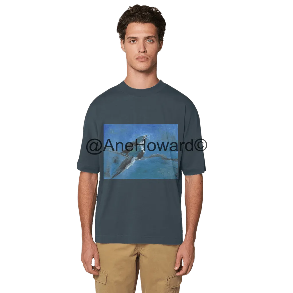 Premium Organic Cotton Men's Oversized T-Shirt Blue Bird