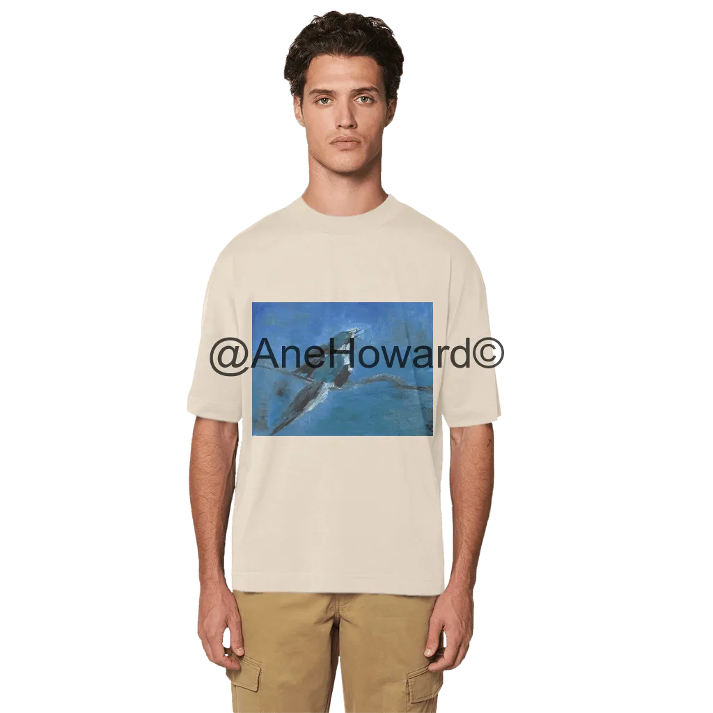 Premium Organic Cotton Men's Oversized T-Shirt Blue Bird