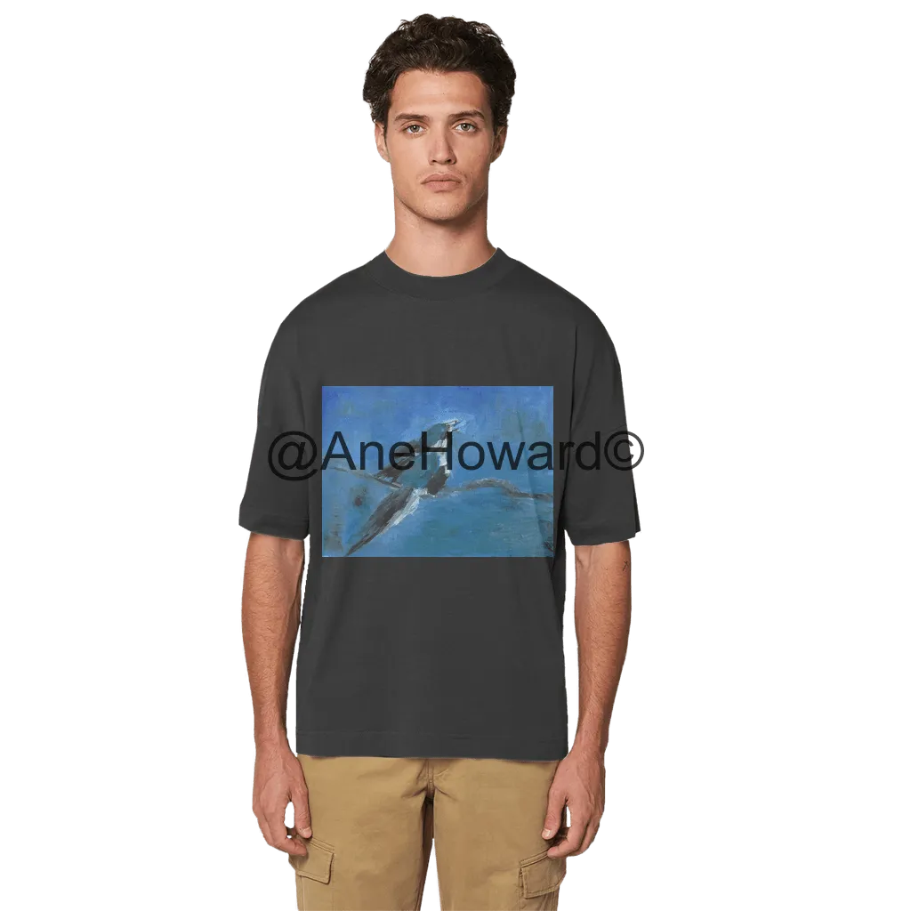 Premium Organic Cotton Men's Oversized T-Shirt Blue Bird