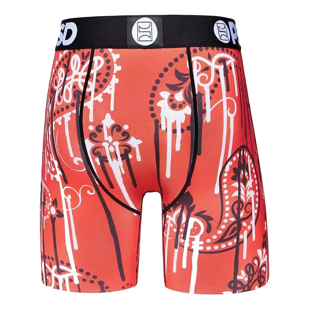 PSD Men's Drippin Paisley Red Boxer Briefs Underwear - 322180039-RED