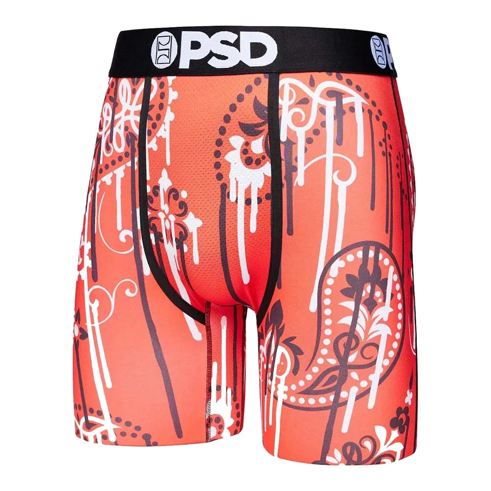 PSD Men's Drippin Paisley Red Boxer Briefs Underwear - 322180039-RED