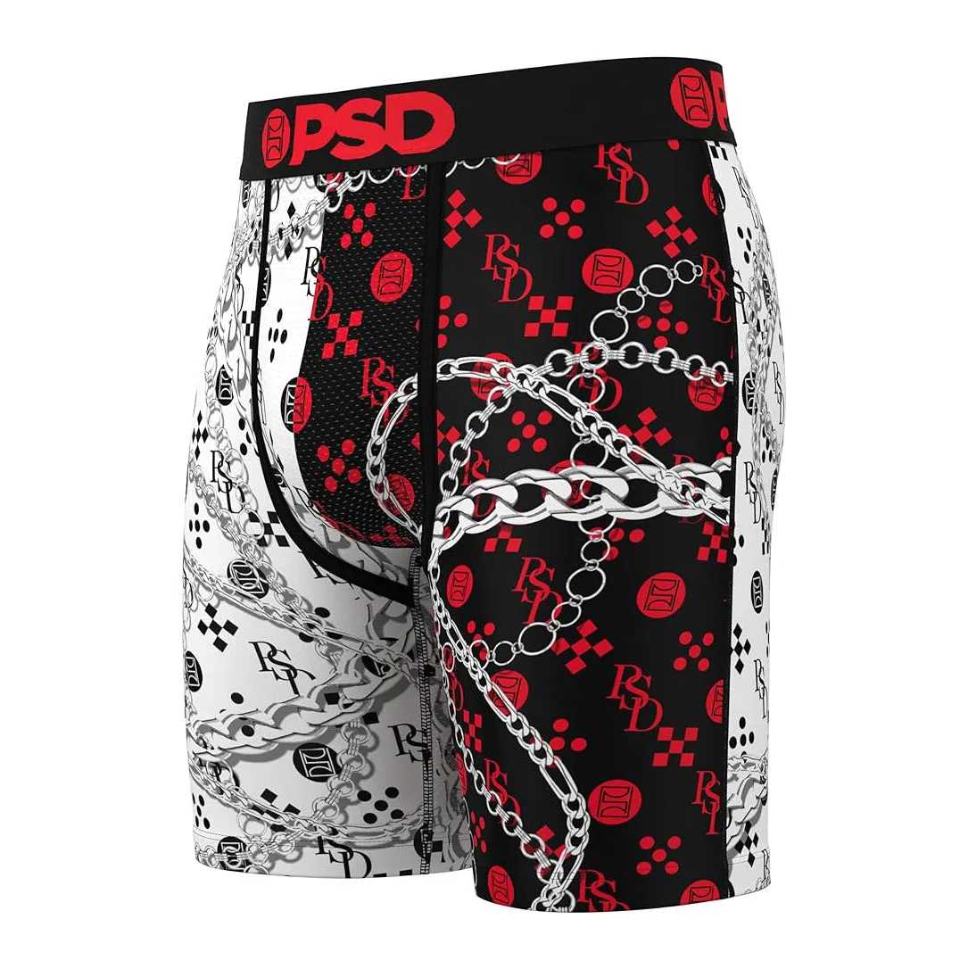 PSD Men's Multicolor 7 Inch Inseam Breathable And Supportive With Moisture-Wicking Fabric Luxury Print Boxer Briefs Large Underwear (Knit) - 224180220-MUL-L