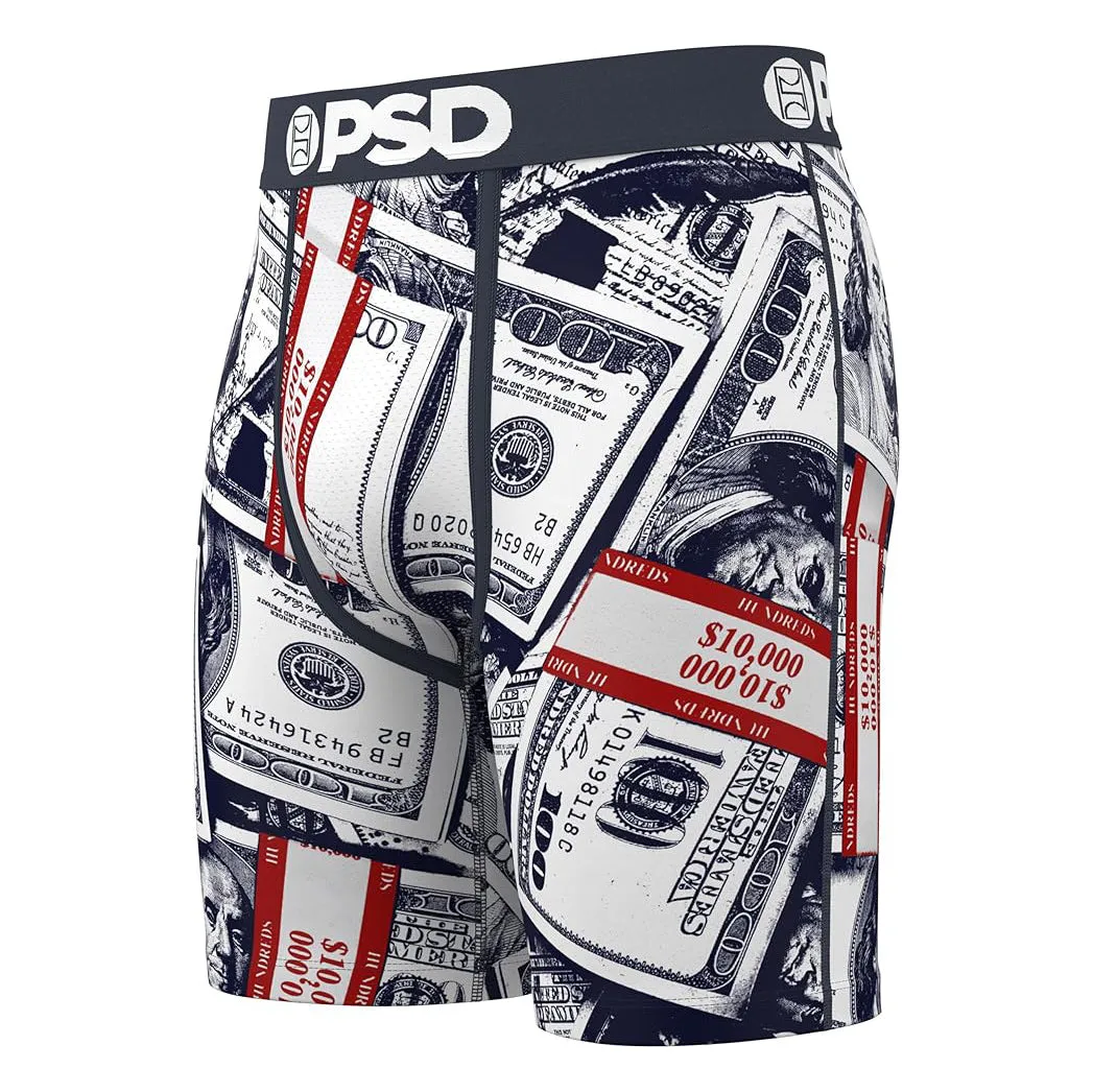 PSD Men's Multicolor 7 Inch Inseam Breathable And Supportive With Moisture-Wicking Fabric Luxury Print Boxer Briefs Large Underwear (Knit) - 224180220-MUL-L