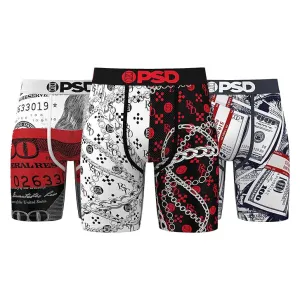 PSD Men's Multicolor 7 Inch Inseam Breathable And Supportive With Moisture-Wicking Fabric Luxury Print Boxer Briefs Large Underwear (Knit) - 224180220-MUL-L