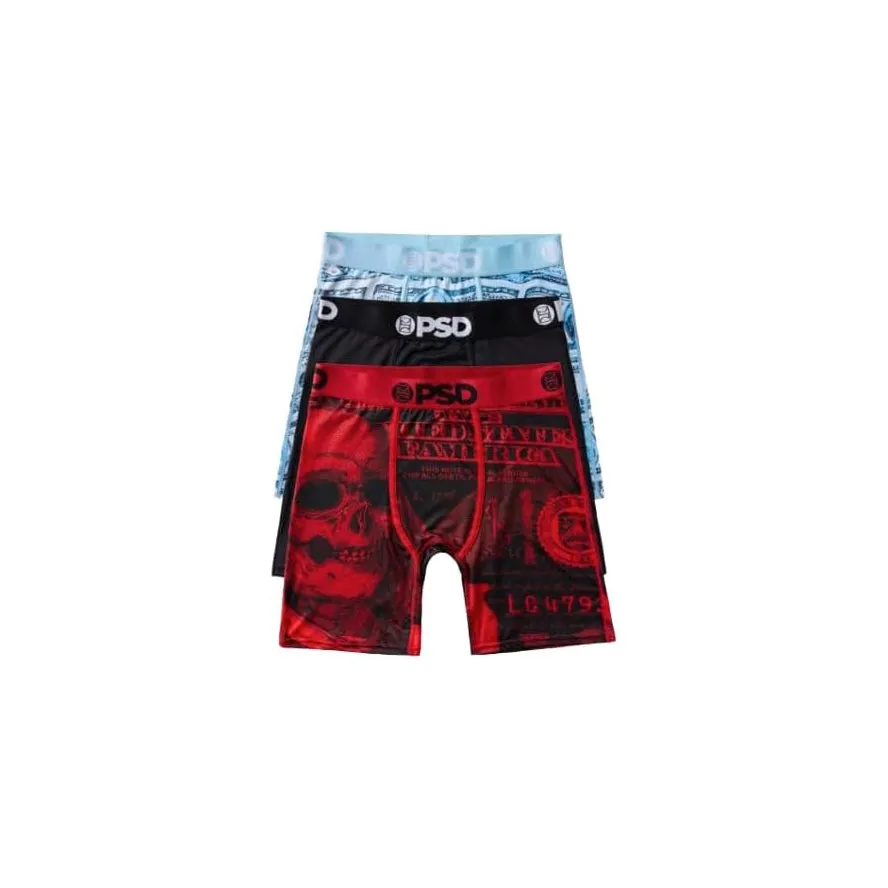 PSD Men's Multicolor Money Print Boxer Briefs Small Underwear - 424180043-MUL-S