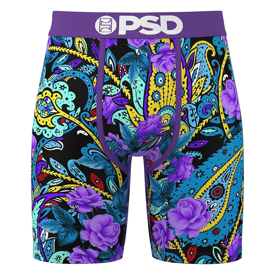 PSD Men's Multicolor Violet Paisley Boxer Briefs Small Underwear - 324180073-MUL-S