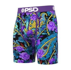 PSD Men's Multicolor Violet Paisley Boxer Briefs Small Underwear - 324180073-MUL-S