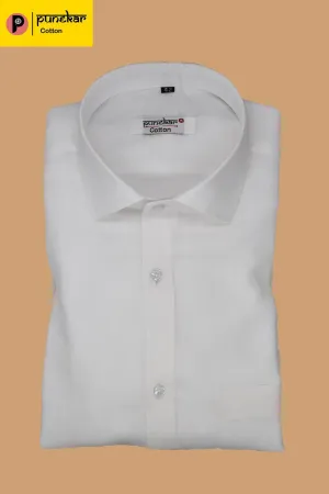 Punekar Cotton White Color Formal Linen shirts for Men's
