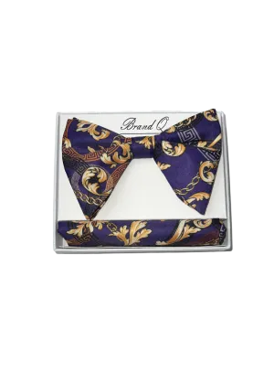 Purple Paisley Satin Bowtie Set and Hanky