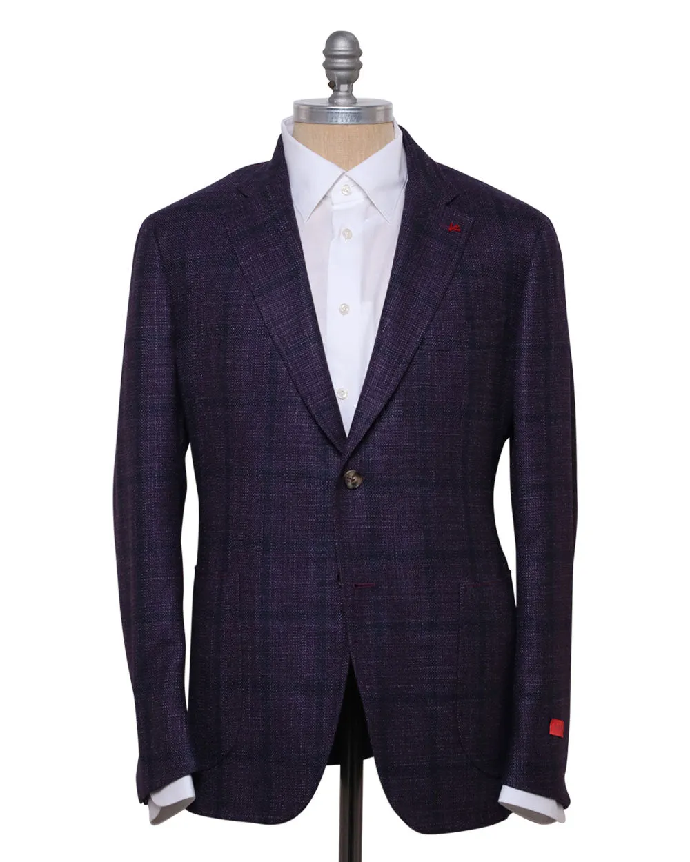 Purple Wool Blend Windowpane Sportcoat