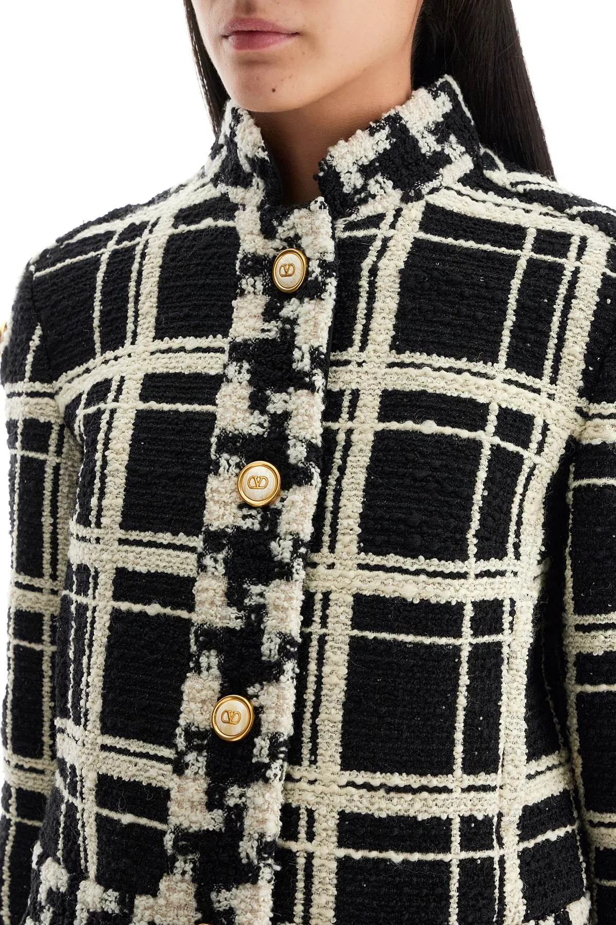 "macro check tweed jacket for 6B3CJ3Q590N NERO/AVORIO