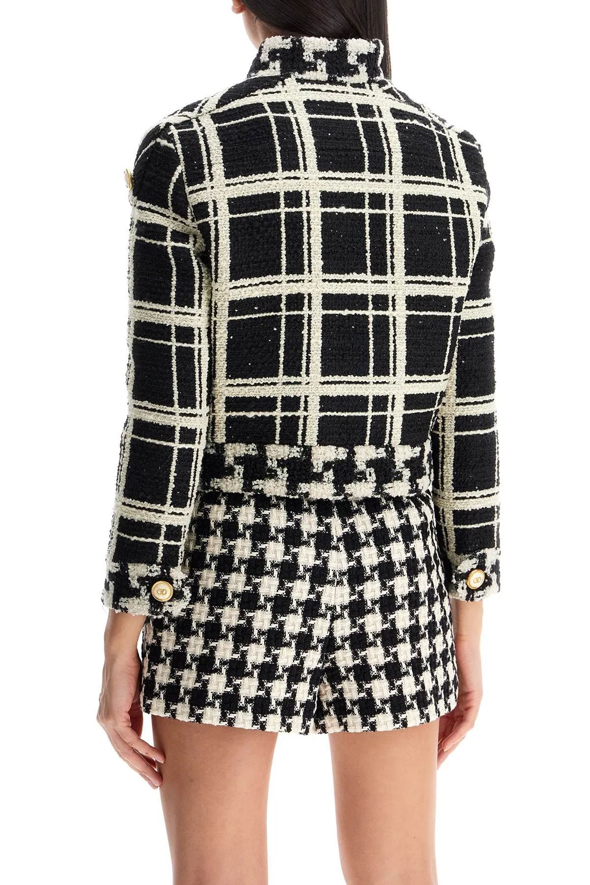 "macro check tweed jacket for 6B3CJ3Q590N NERO/AVORIO