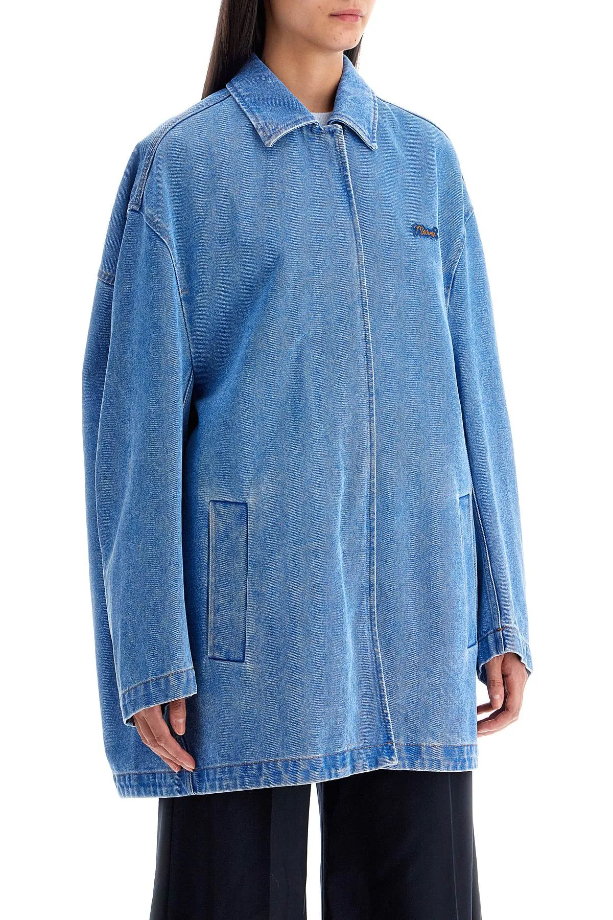 "oversized organic denim jacket JKJD0310X0 USCW91 COBALT