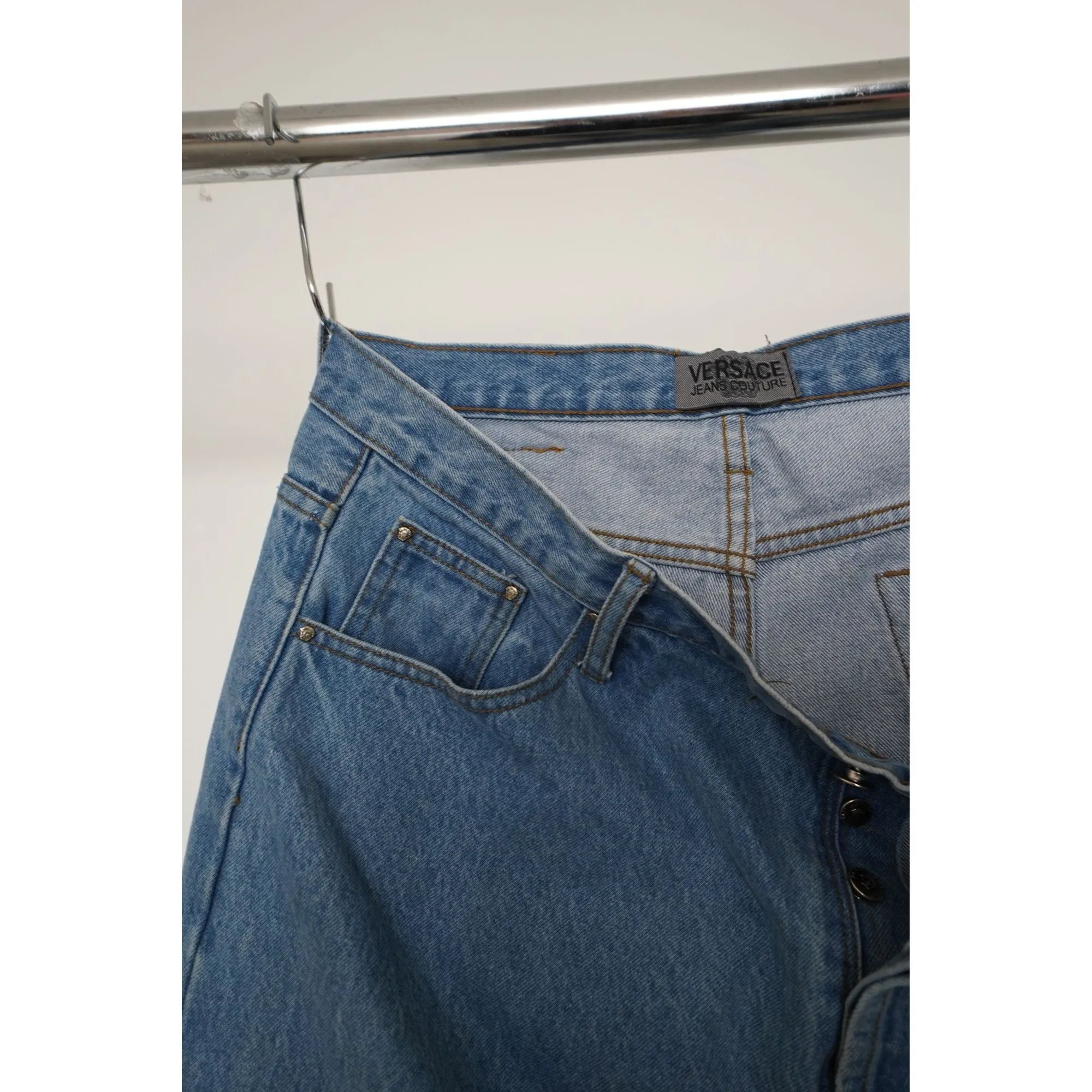 "Retail" Vintage Versace Jeans Couture Straight Leg Denim Jeans Blue 38x30 Men's