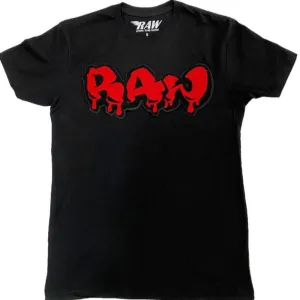 Raw Drip Red Chenillie Crewneck Tee-Black