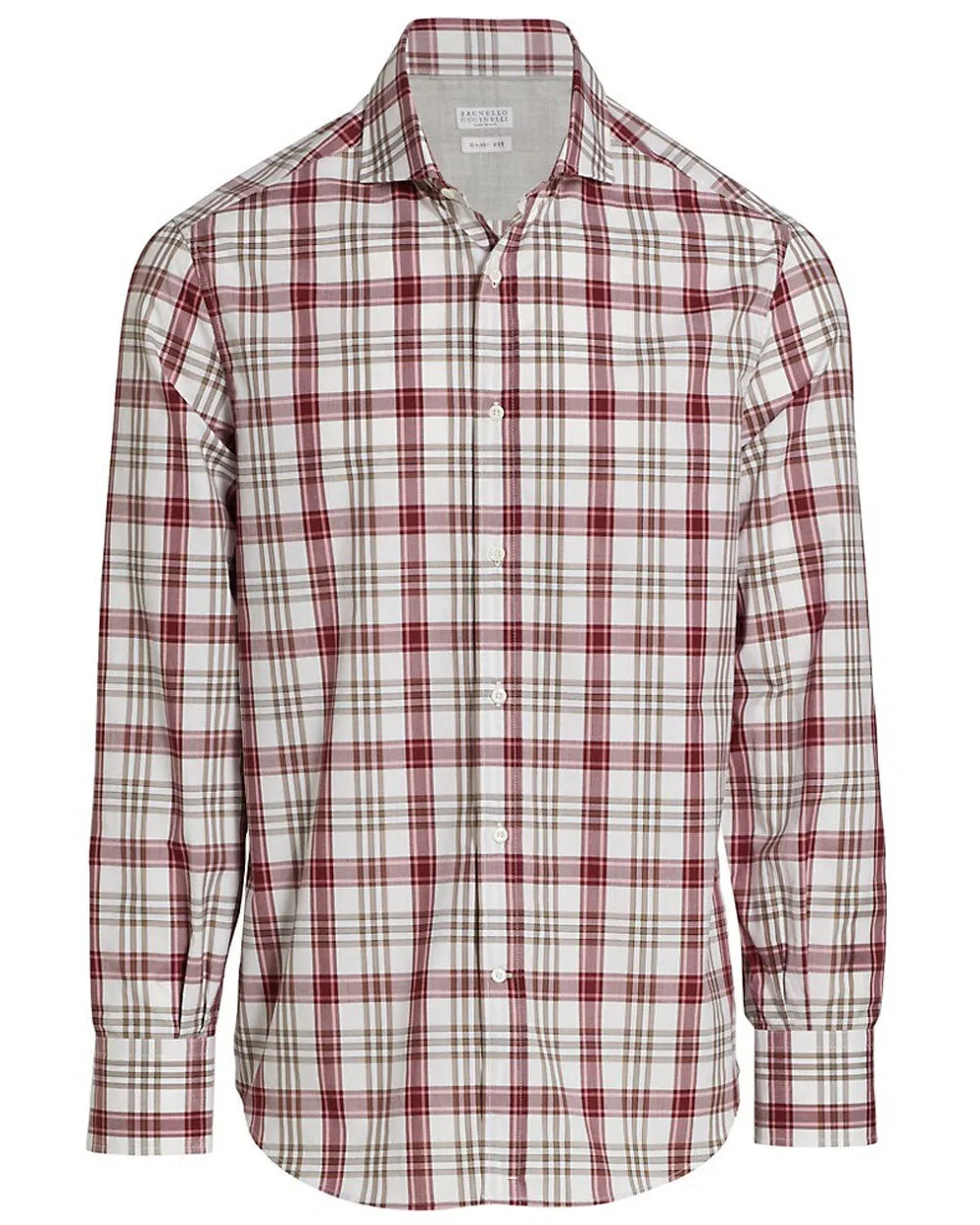 Red and Beige Plaid Sport Shirt